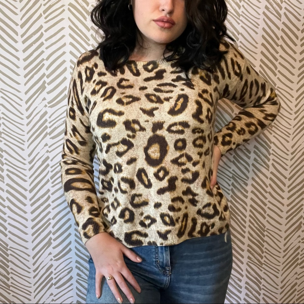 Cheetah Leopard Print Long Sleeve Sweater